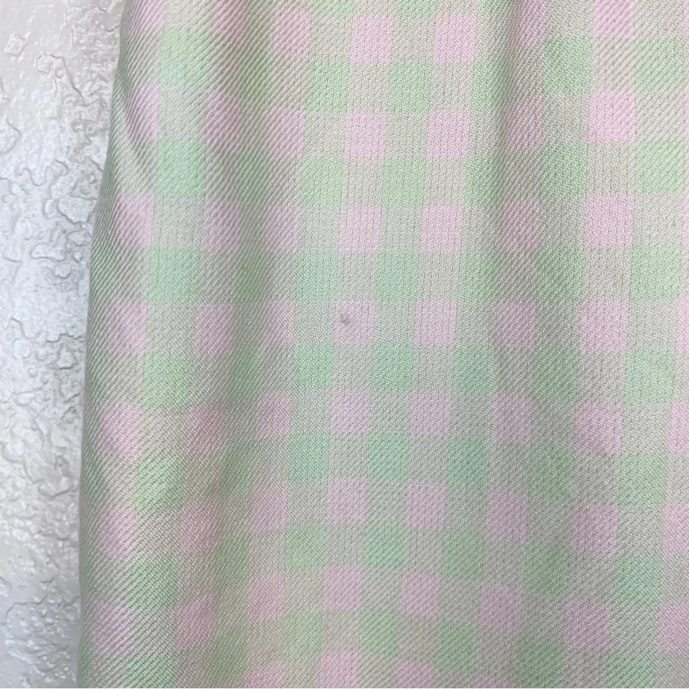 Burberry Pink & Green Gingham Check Pencil Midi Skirt Vintage Designer Size 6P